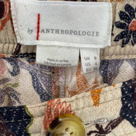 by ANTHROPOLOGIE Size 4 Floral Smocked Balloon Leg Pants Zip Fly Multicolor - Picture 3 of 12